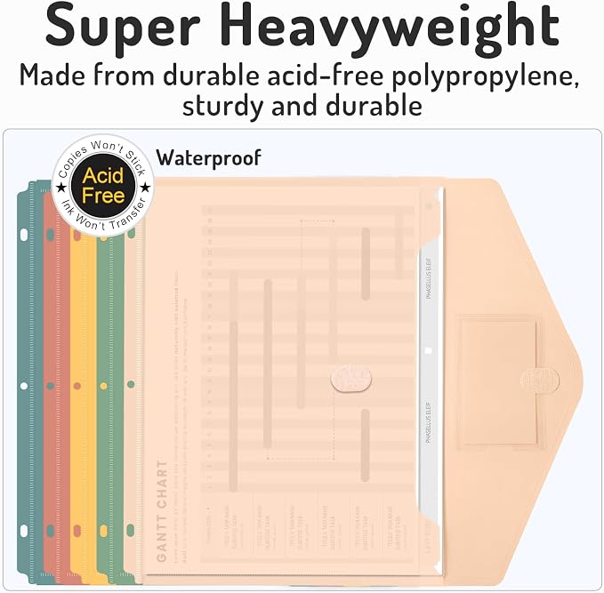 Forvencer Binder Pocket, 5 Pack Super Heavyweight Plastic Folders - Image 4