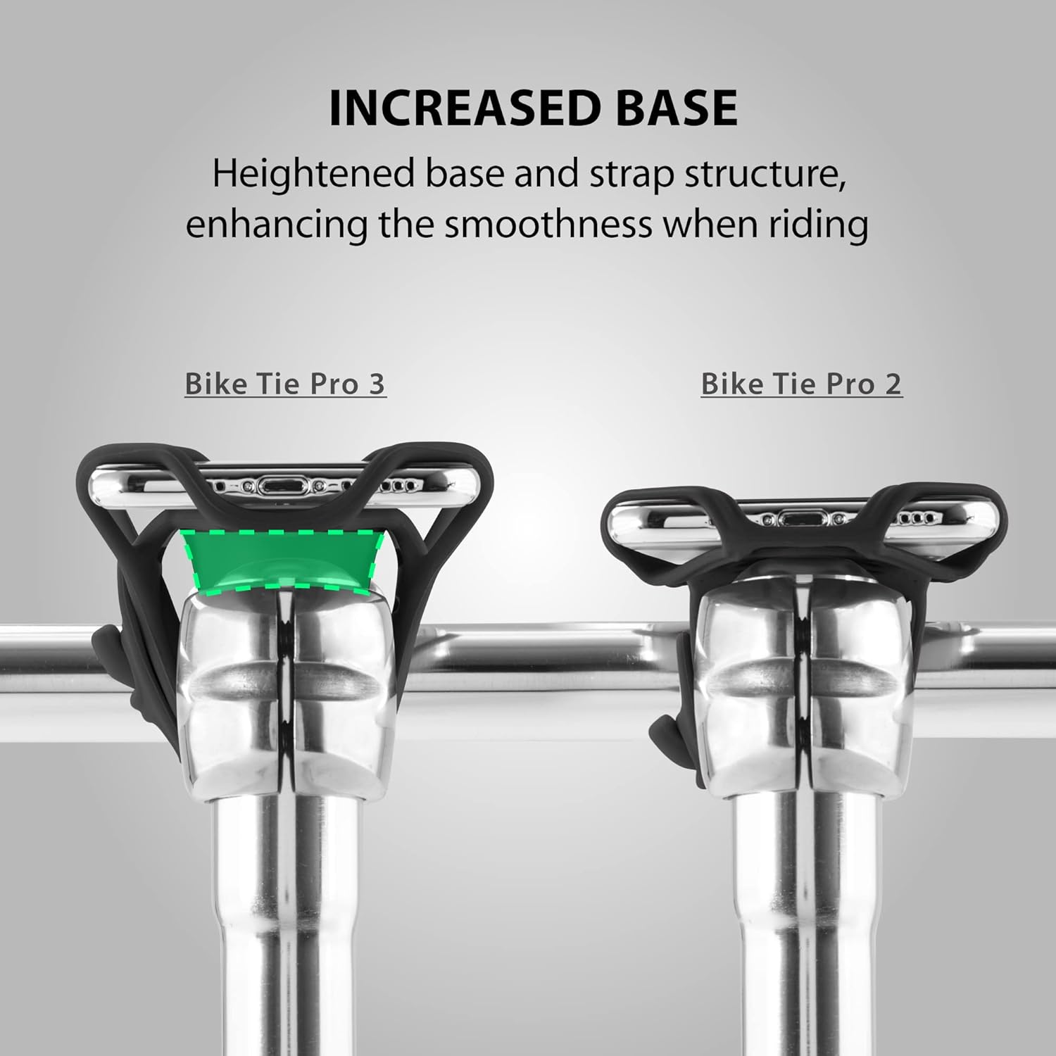 BONE Bike Tie Pro 3, Bike Cell Phone Mount for Stem, Scratch-Free Silicone Holder with Shock-Absorbing Design, Universal Cycling Phone Holder Compatible with Most Smartphones (Black - Stem)