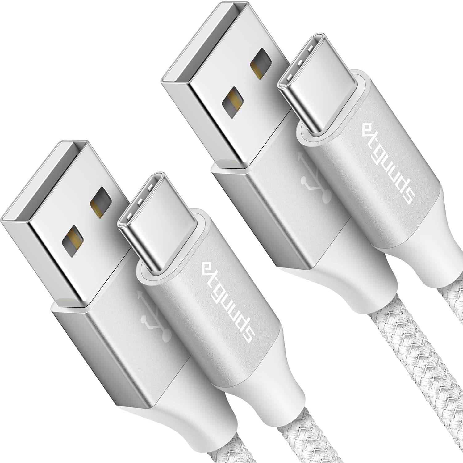 etguuds 6ft USB A to USB C Cable 3A Fast Charging, 2-Pack USB A to USB Type C Charger Cord for iPhone 16 15 Pro/Pro Max/Plus, for Samsung Galaxy S24 S23 S22 S21 S20 S10 A55 A54 Flip Note, Moto, White