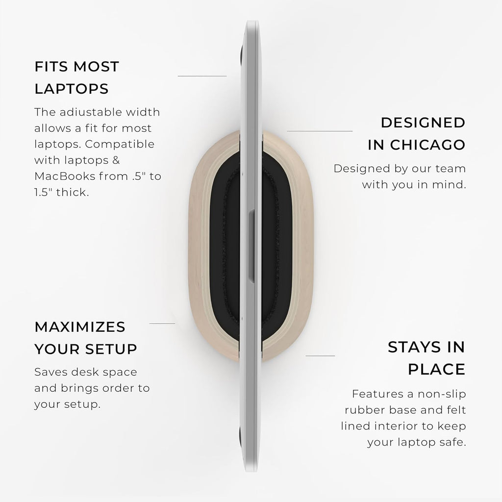 HumanCentric Vertical Laptop Stand in Maple Wood, Upright Adjustable Holder and Dock, Laptop Vertical Stand Fits MacBook Pro and Other Laptops .5" to 1.5", Clamshell Compatible