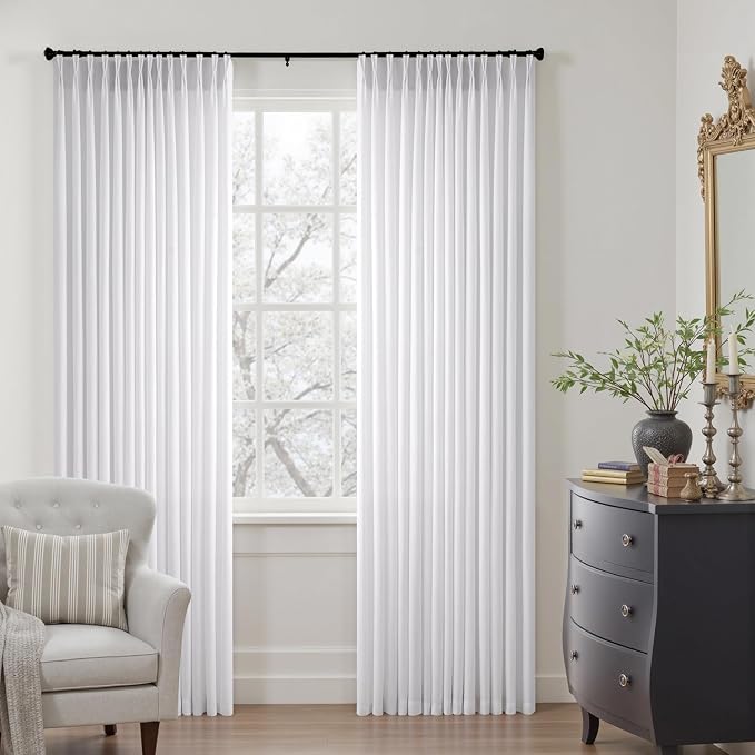 Memory Trained Pinch Pleated Curtains 105 Inches Long, Viral Linen Pinch Pleat - Image 3