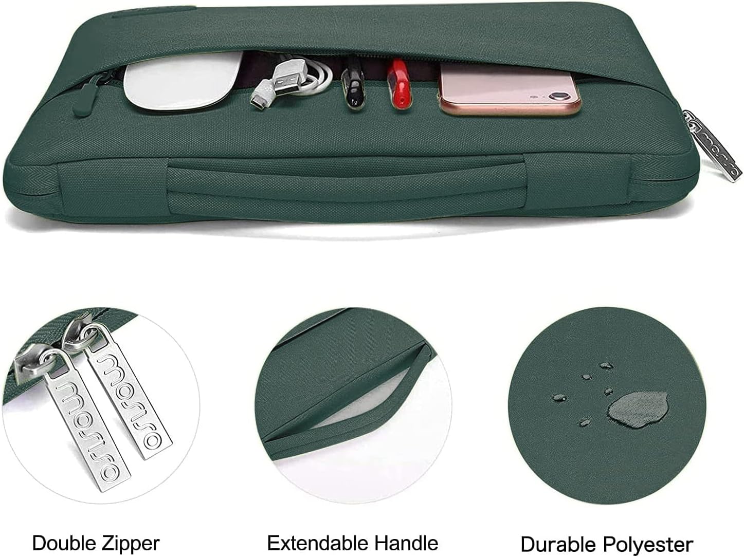 MOSISO Compatible with MacBook Air 13 inch Case 2025 2024 2023 2022 M4 A3240 M3 A3113 M2 A2681, Hard Shell&Sleeve Bag&Keyboard Skin&Webcam Cover&Screen Film for MacBook Air 13.6 inch, Emerald Green