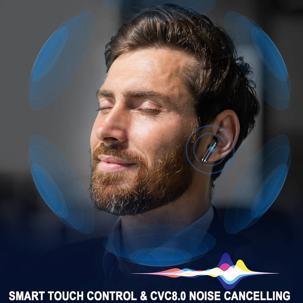 Wireless Bluetooth 5.4 Earbuds, Ear Buds LED Power Display Headphones 6D Stereo, Bluetooth Earbuds in-Ear Noise Cancelling Mic, 40H Playback Mini Case IP7 Waterproof Sports Earphones for Android iOS