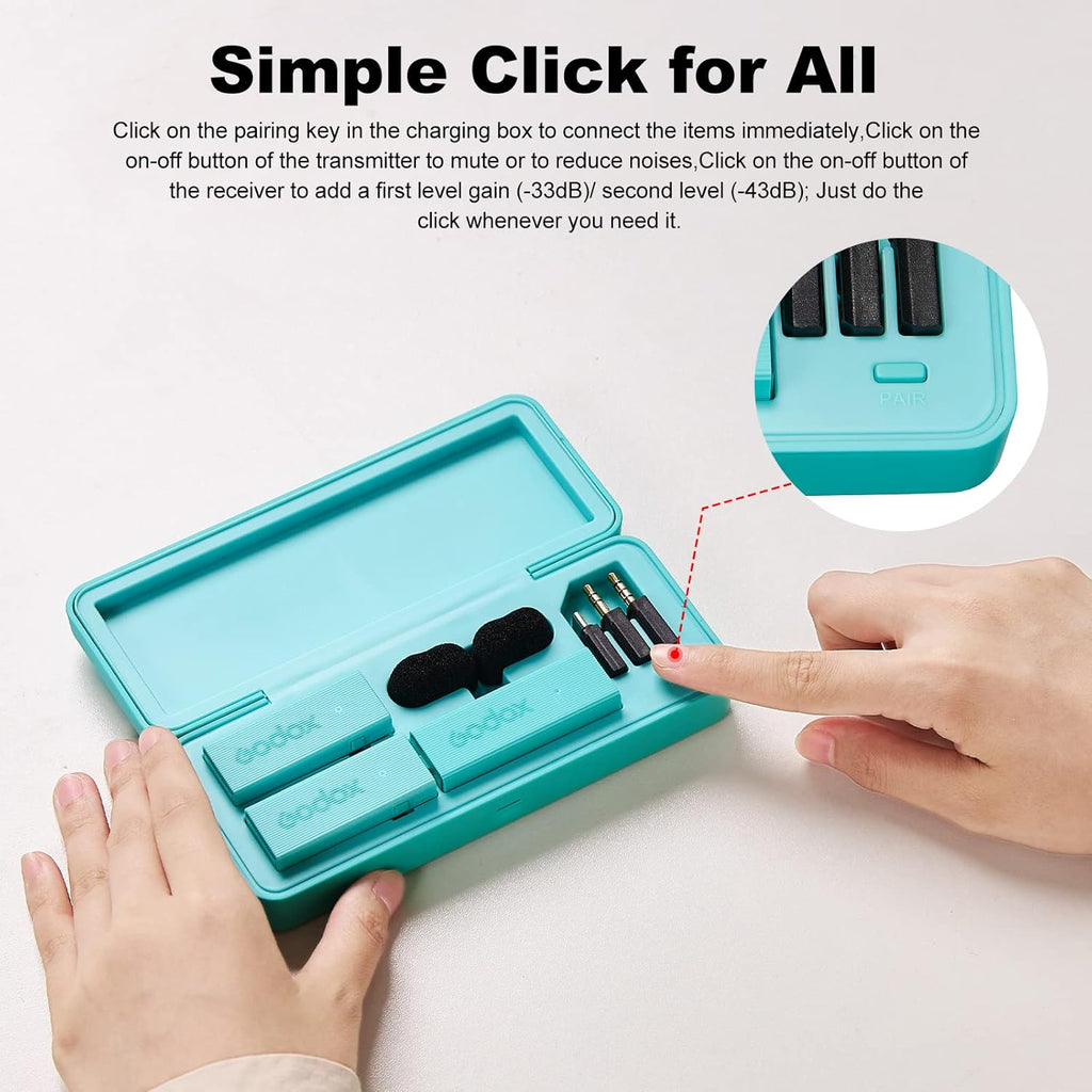 GODOX 【2025 Latest Model】 Movelink Mini LT Kit Wireless Microphone System, 2.4GHz Lavalier Mic 100m(328ft.) Range with Charging Case for iPhone, Camera, Vlogger, Youtuber, Interviewer(White)