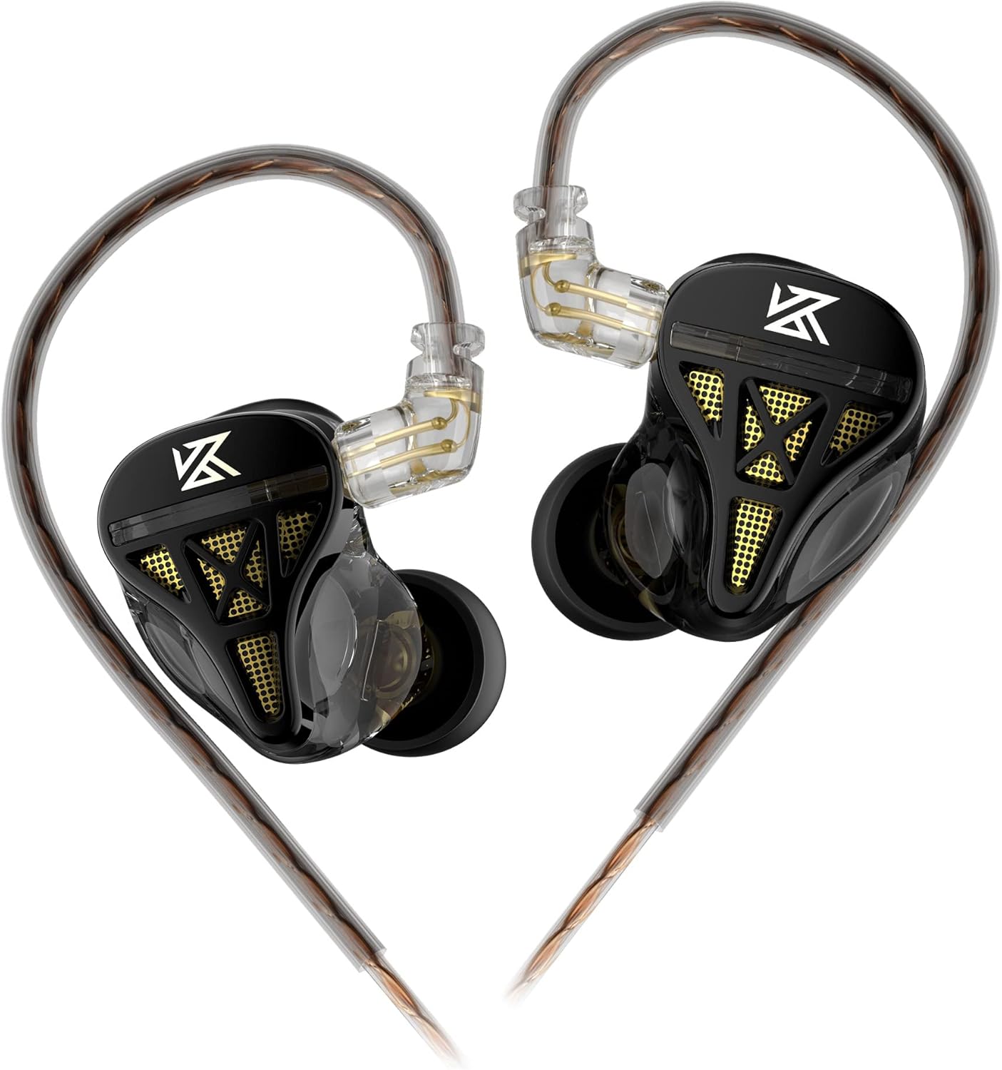 Wired Headphone,KZ DQS HiFi Dynamic Drivers IEM Earphone,KZ Gaming Earbuds Headphones Bass 2pin 3.5mm Sports Music Game in Ear Monitor Headphone for System Singers (Black, No Mic)…