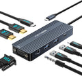 ACASIS USB C Docking Station Dual Monitors,8-in-1 Laptop Docking Station with Dual HDMI +VGA +2 * 5G USB-A/C+3.5MM Audio+PD100W, USB C HUB multiport Adapter for Dell/HP/Lenovo ThinkPad（Gray）