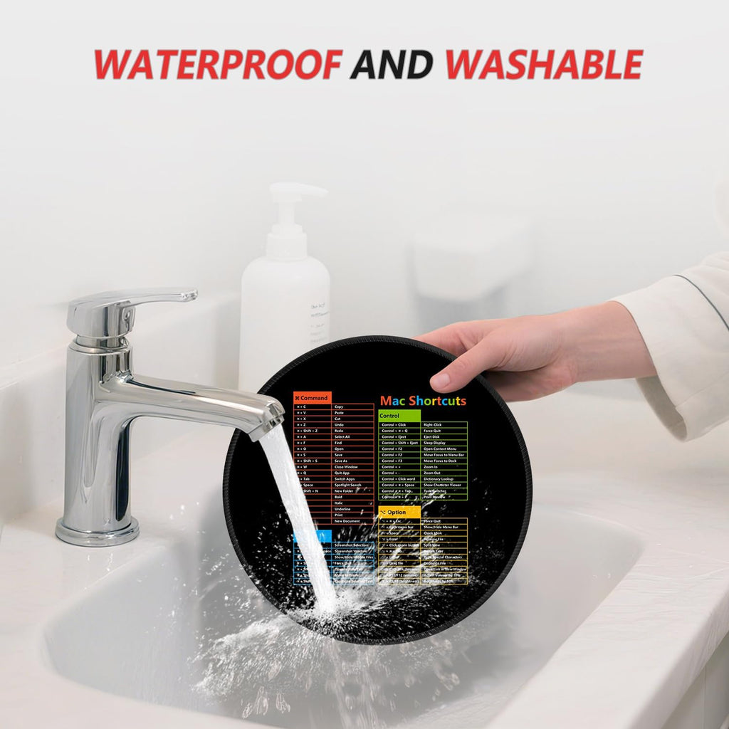 ITNRSIIET Mouse Pad Non-Slip Rubber Base Smooth Surface Stitched Edges Waterproof Durable Compatible with All Mice for Office & Gaming, Desk Accessory, Diameter 8.7 inch, MacShortcuts