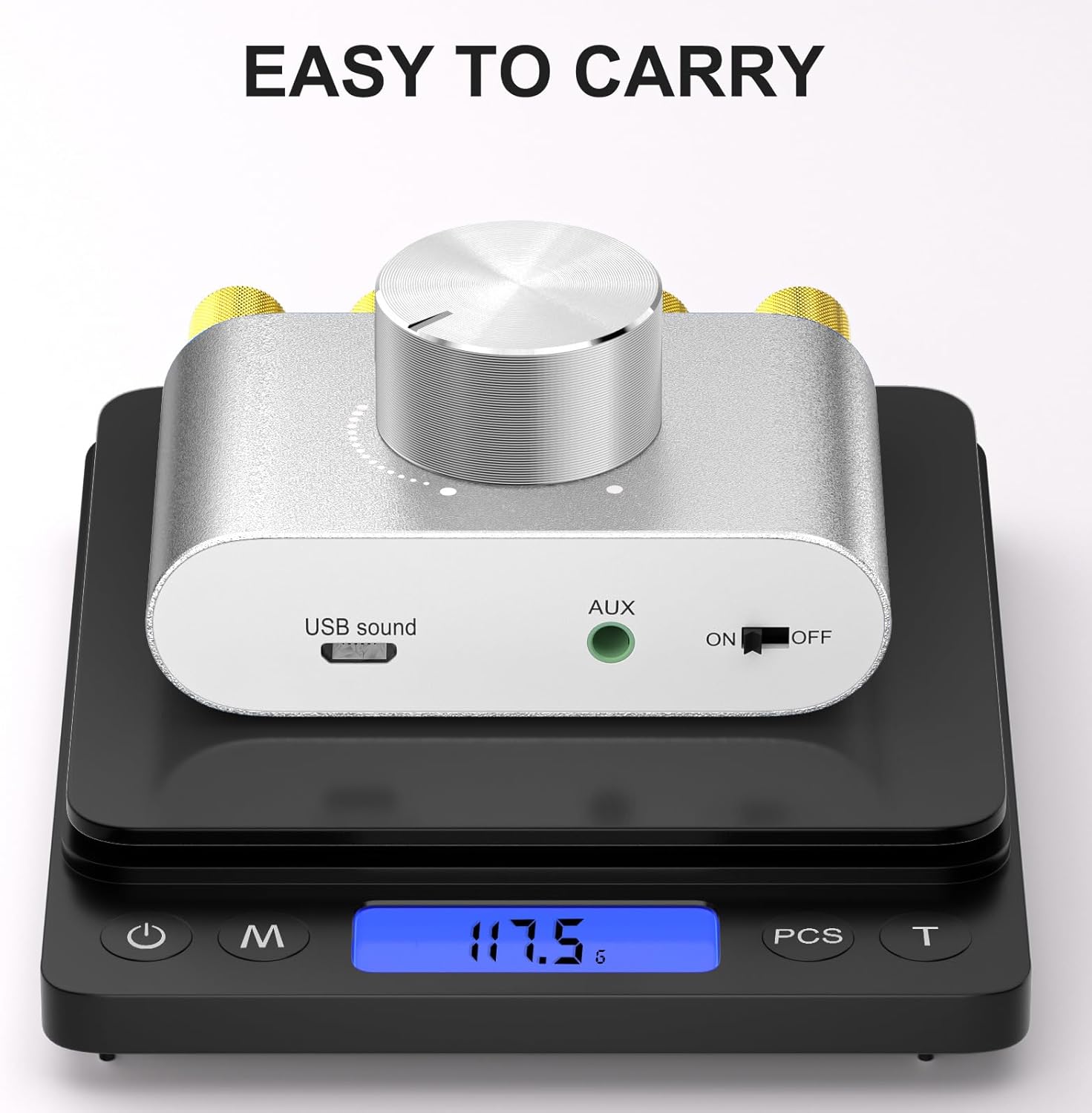 Facmogu F900S 160W Bluetooth 5.0 Mini Amplifier, 80Wx2 2.0CH Audio Power Amplifier, Hi-Fi Stereo Sound Digital Amp Wireless Speaker Amp Receiver w/AUX/USB/BT Input & 12V 5A Power Adapter - Silver