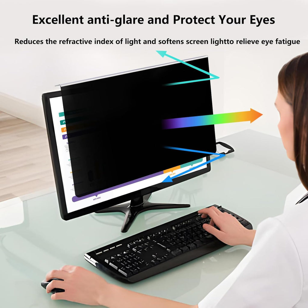 [2 Pack Computer Privacy Screen Shield Compatible for 23.6/23.8/24 Inch 16:9 Widescreen Desktop Monitor - Anti Glare & Blue Light Filter - Hanging Design for Easy On/Off