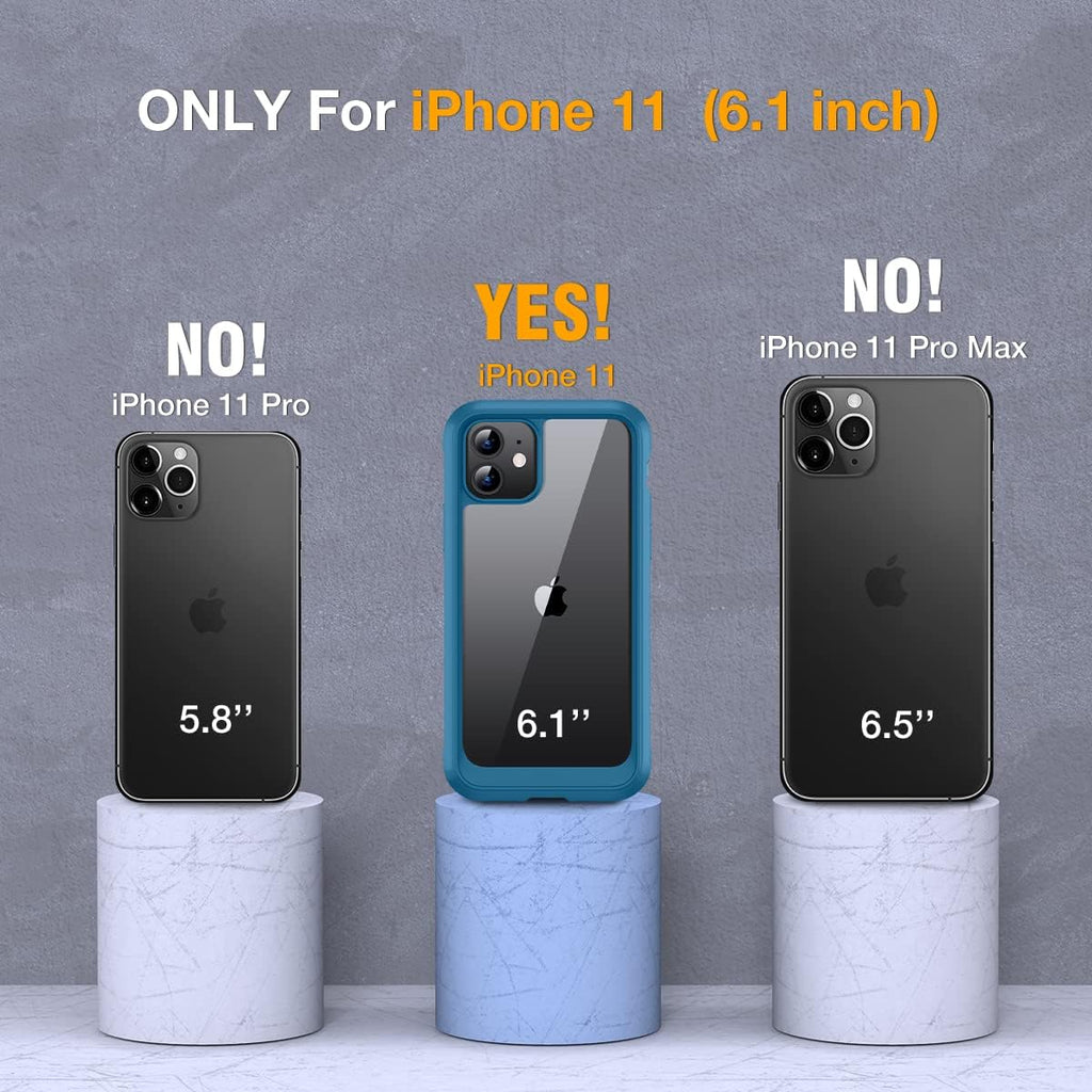 Miracase Glass Series for iPhone 11 Case 6.1 inch, Upgraded Full-Body Rugged Phone Bumper Case Cover with Built-in 9H Tempered Glass Screen Protector and Camera Protector, Light Blue