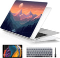 Batianda Design Case for M1 MacBook Air 13 Inch Model A2337 A2179 A1932 2021 2020 2019 Release,3D Painted Landscape Series Hard Shell with Keyboard Cover & Screen Protector, Sunset