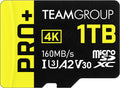 TEAMGROUP A2 Pro Plus Card 1TB Micro SDXC UHS-I U3 A2 V30, R/W up to 160/110 MB/s for Nintendo-Switch, Steam Deck, Gaming Devices, Tablets, Smartphones, 4K Shooting, with Adapter TPPMSDX1TIA2V3003