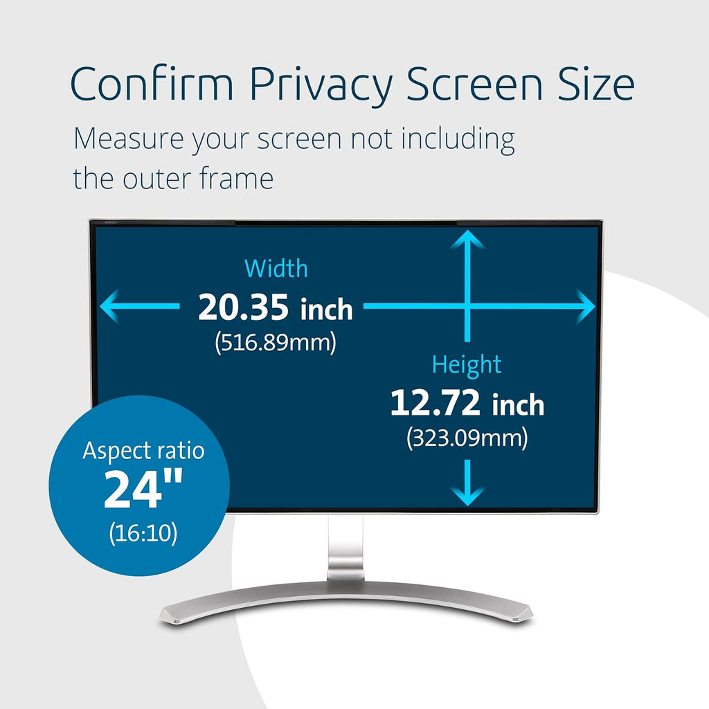 Kensington MagPro 24 Inch Magnetic Computer Privacy Screen for Desktop, Removable 16:10 Computer Privacy Filter, Anti-Glare Blue Ray Reduction, Compatible with Slim Bezel Monitors, K55423WW