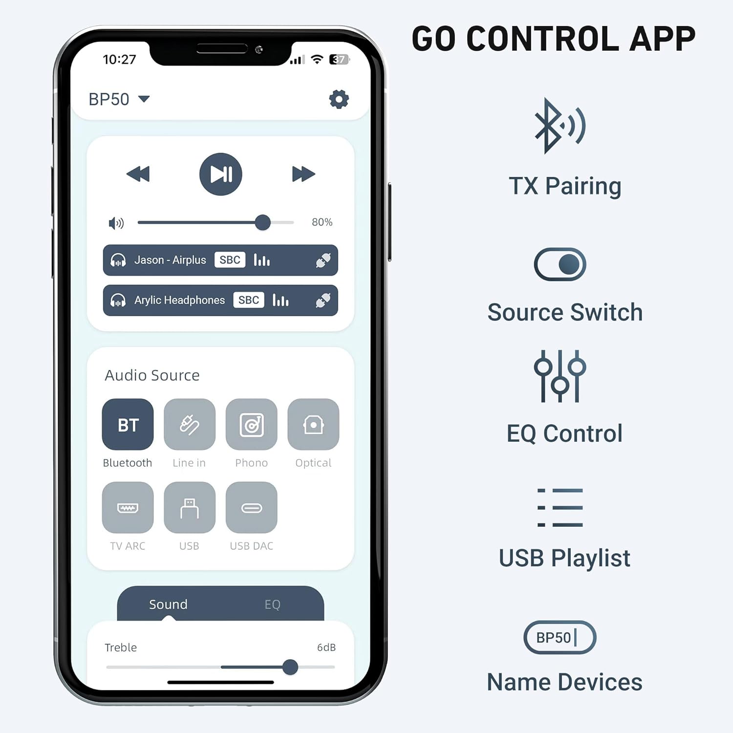 Arylic BP50 Bluetooth 5.2 aptX Home Audio Preamplifier with HDMI ARC, Phono Input and GO Control APP Audio Adapter with DAC, RCA outputs for AV Receiver.