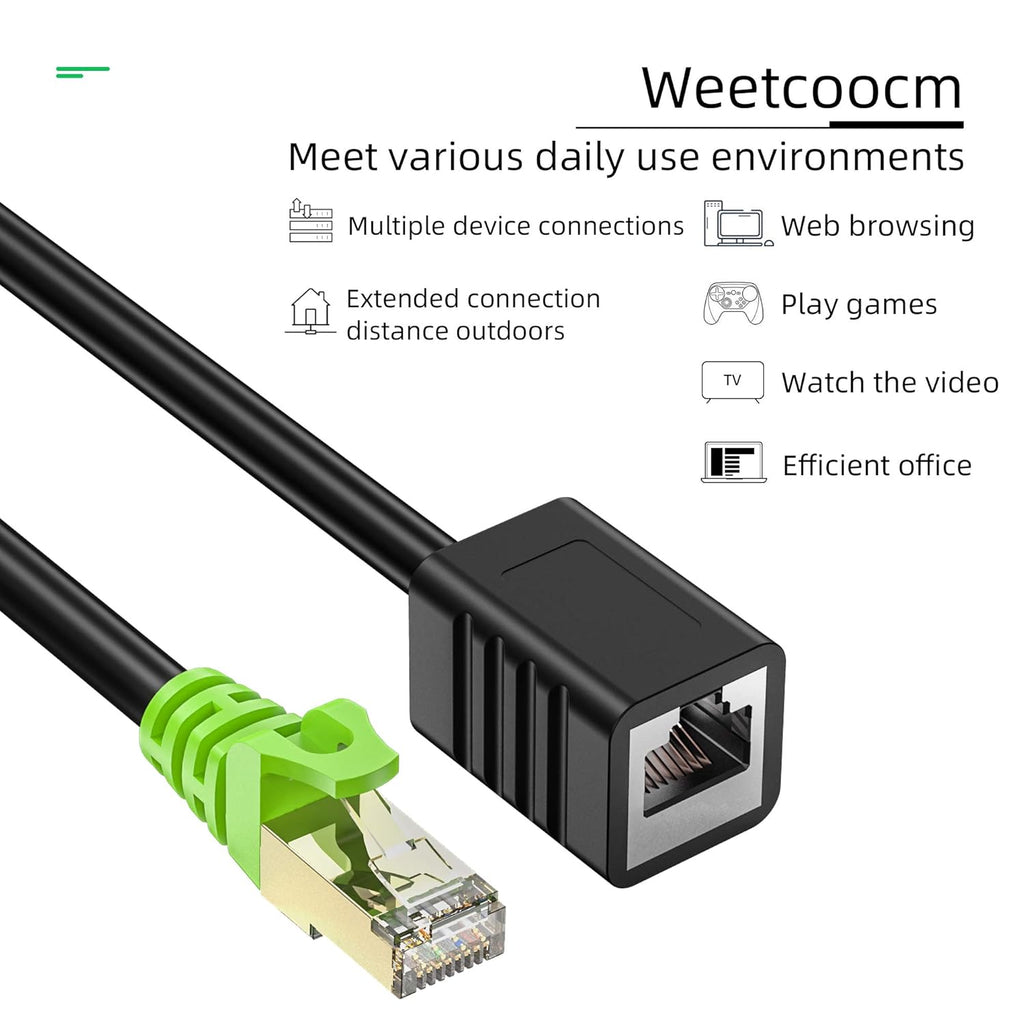 Ethernet Extension Cable 65ft, Network Cat6a Extension Patch Cable RJ45 Cords Shielded Male to Female Connector (65FT)