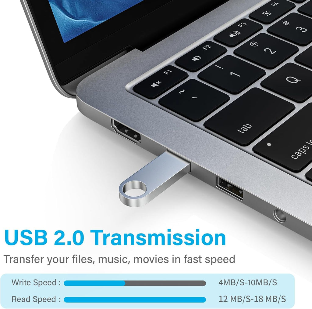 ABLAZE 64GB Flash Drive 5 Pack, Metal USB 2.0 Thumb Drives with Keychains USB Stick Pendrive (Sliver)