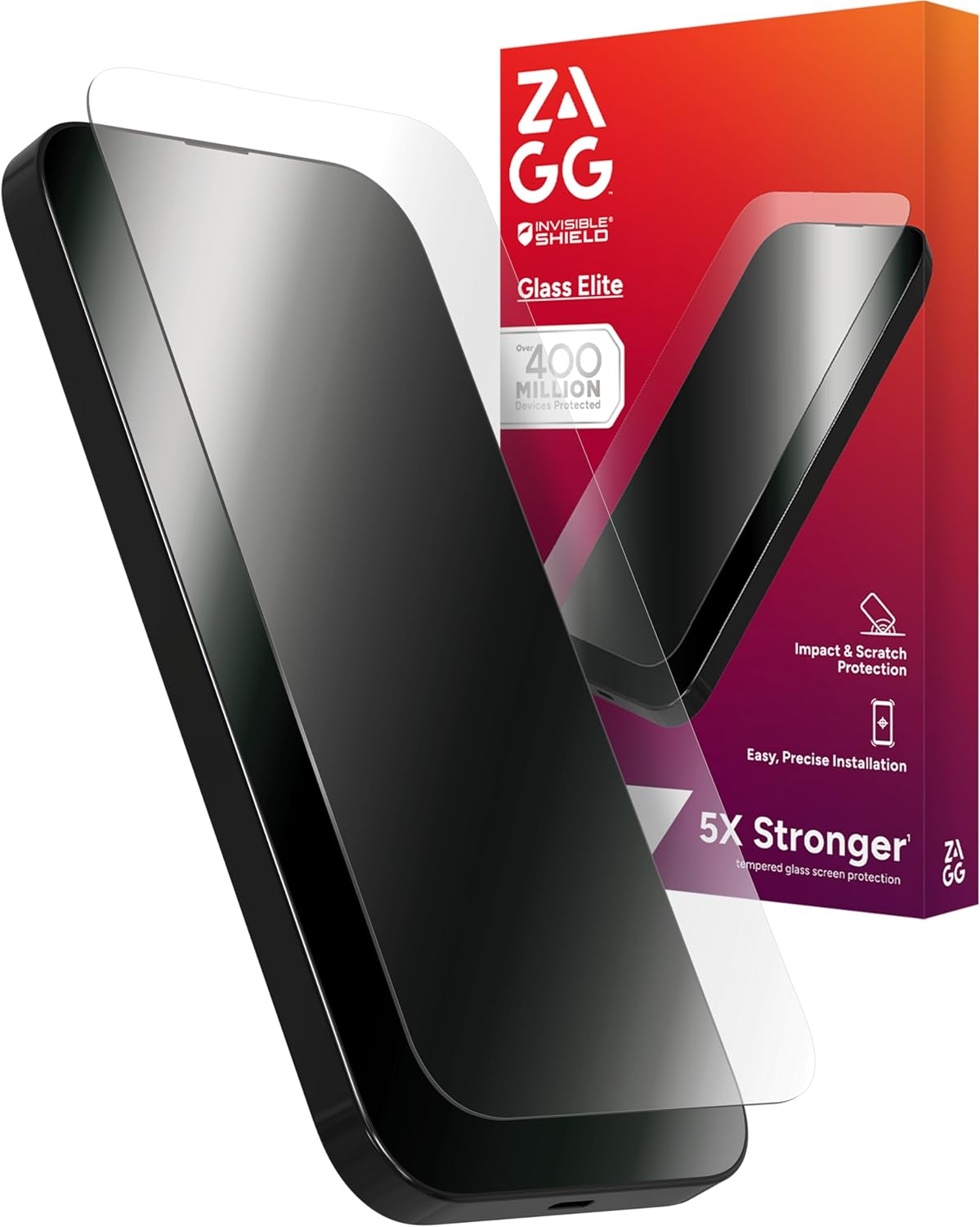 ZAGG Glass Elite Screen Protector for iPhone 16/15-5X Stronger, Reinforced Edges, Ultra-Strong Tempered Glass, Scratch Resistant, Anti-Smudge, InvisibleShield, Easy Installation, Eco-Friendly