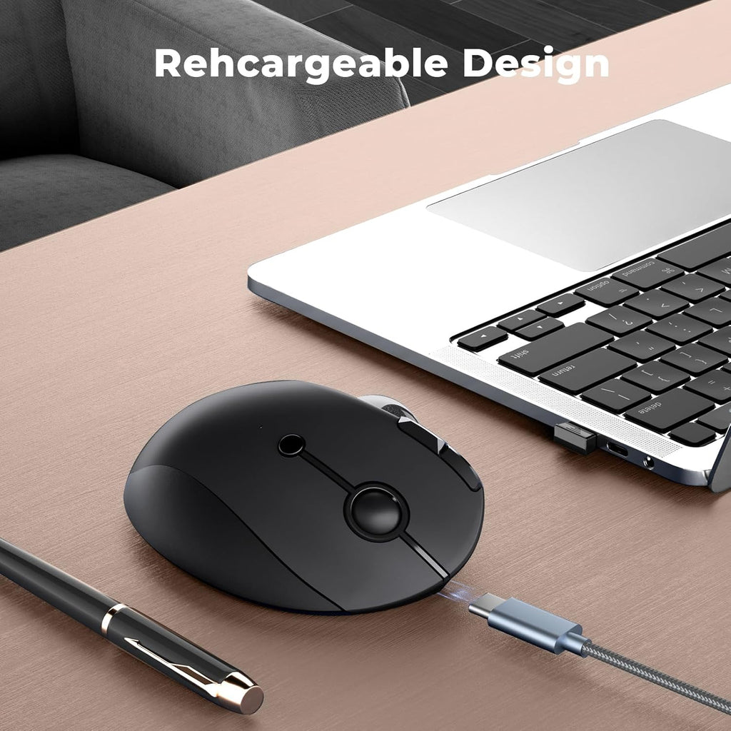 seenda Wireless Trackball Mouse Ergonomic - Bluetooth Rollerball Mouse Rechargeable, Multi Devices Connection Thumb Control Mice Compatible for Mac/Android/Windows Computers - Black