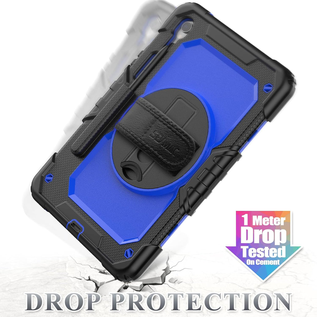 SEYMAC stock Case for Samsung Galaxy Tab S10 FE / S9 / S9 FE 5G Tablet Case Protective with Screen Protector, Pencil Holder, 360 Rotate Stand, Hand Strap, Shoulder Strap, Blue1