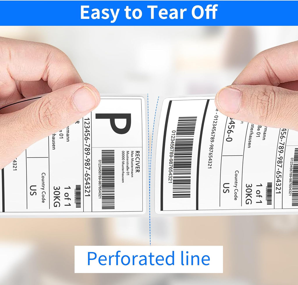 FungLam 4"x6" Direct Thermal Shipping Labels, 450 Labels Per Roll, 12 Rolls,1" Core, Perforated, White Mailing Postage Shipping Label Compatible with Zebra 2844 ZP-450 ZP-500 ZP-505