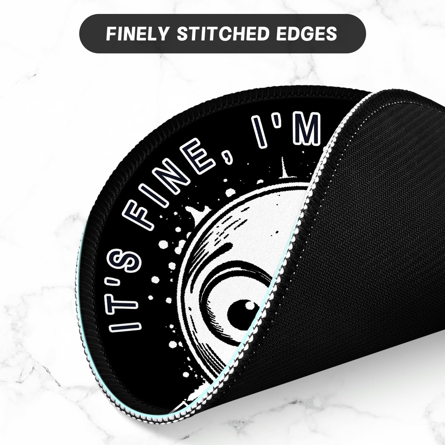 ITNRSIIET Round Mouse Pad with Stitched Edge Premium-Textured Waterproof Non-Slip Rubber Base Desktop Protection Mat Diameter 8.7 inches, Surprised