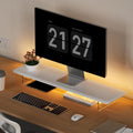 Monitor Stand Riser,31.5-Inch LED Light Wood Computer Monitor Stand with Adjustable Acrylic Legs,Desk Accessories Desktop Organizer Stand for, Computer,Laptop,Printer,PC TV Screen Riser,White