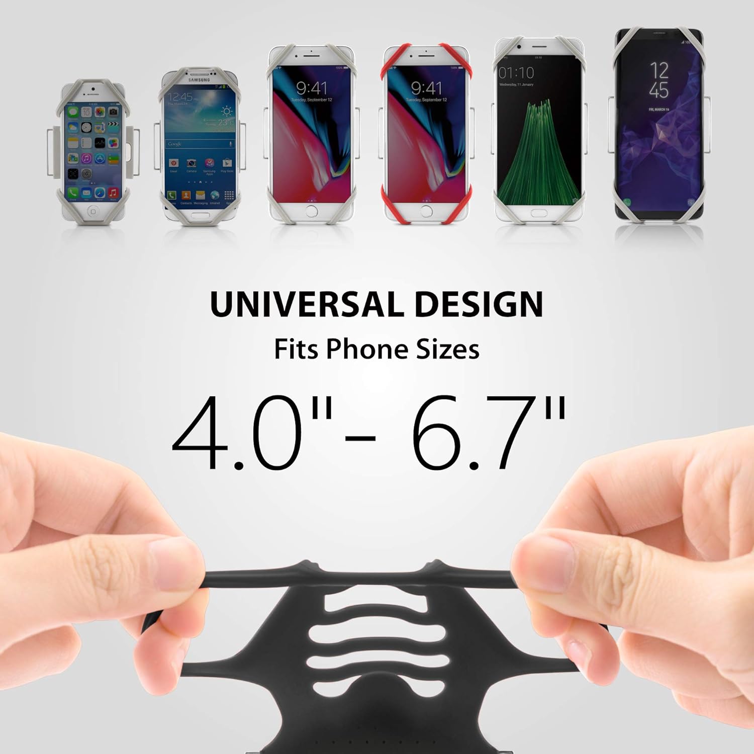 BONE Run Tie, Running Cell Phone Holder, Skin-Friendly & Washable Silicone Sport Armband, Universal Workout Phone Carrier Compatible with Most Smartphone (Gray - Size S/Arm Size 7.9-9.8'')