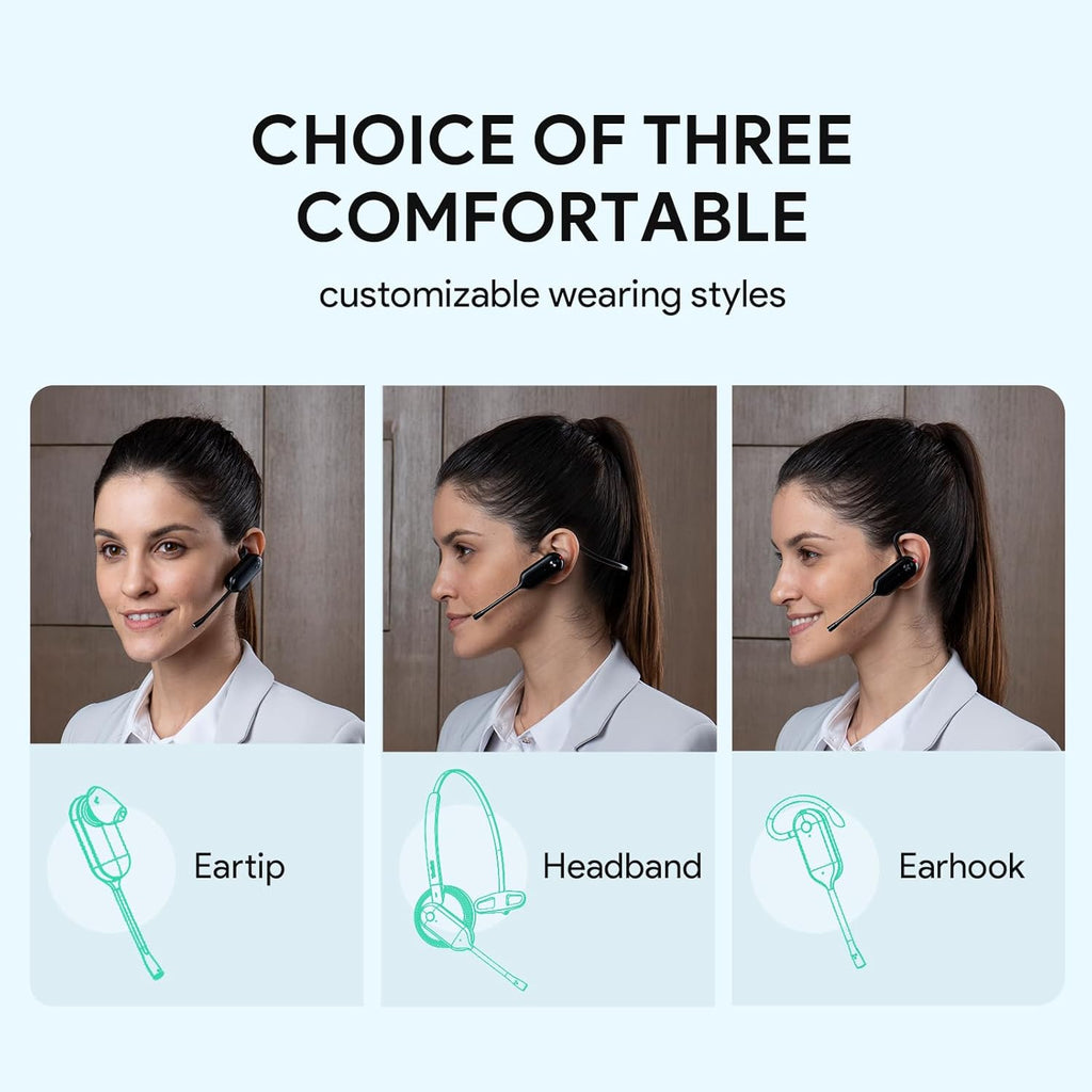 Yealink DECT Wireless Headset WH63,Mono Single Ear Office Headset with Noise Canceling Mic,Work for Computer, Desk Phones,Work with Zoom,RingCentral,Avaya, Teams Certified