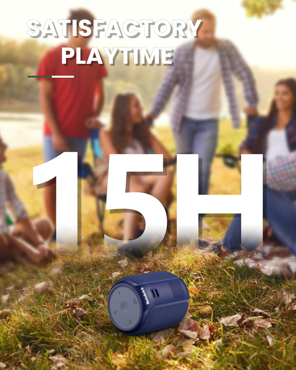 NOTABRICK Ki Bluetooth Speaker, 15W Stereo Sound, Active Extra Bass, IPX6 Water Resistant, TWS, Portable for Party, Beach, Camping