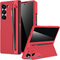 Miimall for Samsung Galaxy Z Fold 6 Case with S Pen Holder Slot [Military Grade Drop] [Built-in Privacy Screen & Invisible Kickstand] Slim Thin Protective Phone Case for Galaxy Z Fold 6 5G Cover Red
