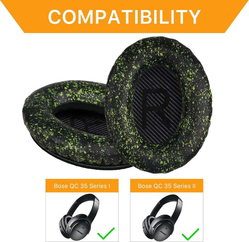 Replacement Ear Pads for Bose QuietComfort 35 (QC35) & Quiet Comfort 35 II (QC 35 ii) Headphones, EarPads Cushions with Noise Isolation Memory Foam, Softer Protein Leather, Added Thickness