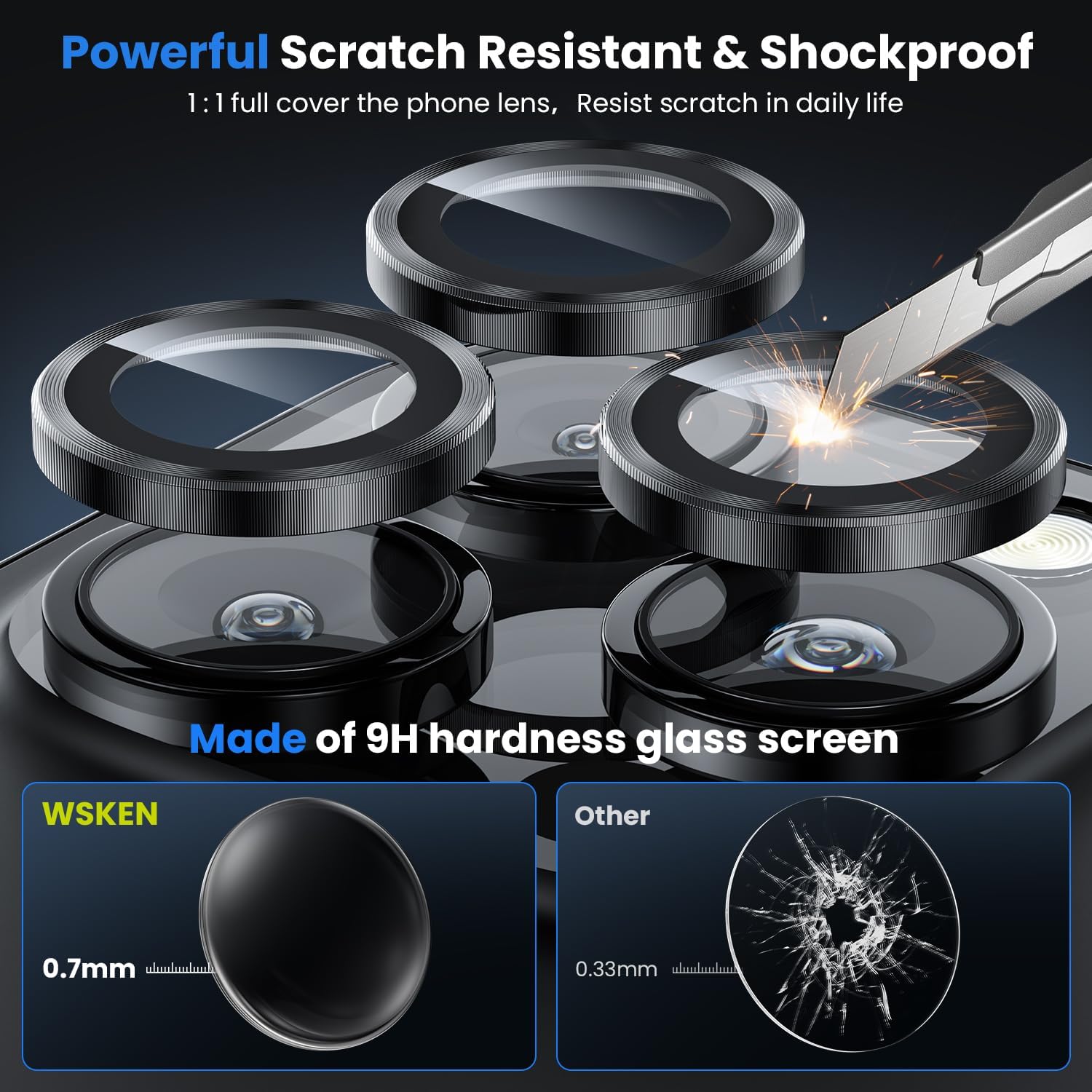 WSKEN for iPhone 16 Pro/iPhone 16 Pro Max Camera Lens Protector - [Original Shooting Model] Shatterproof Ultra HD Tempered Metal Glass Camera Screen Protector Cover Film Accessories