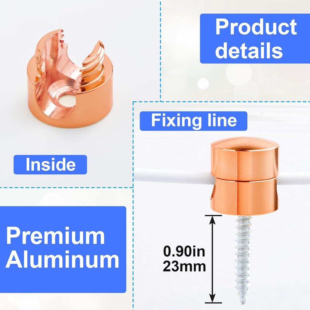 2 Sets Charger Holders for Cords, Rose Gold Color Adjustable Cable Anchor Holders, Adhesive Metal Cord Clips, Cable Management Wire Organizers for Desk, Office, Nightstand