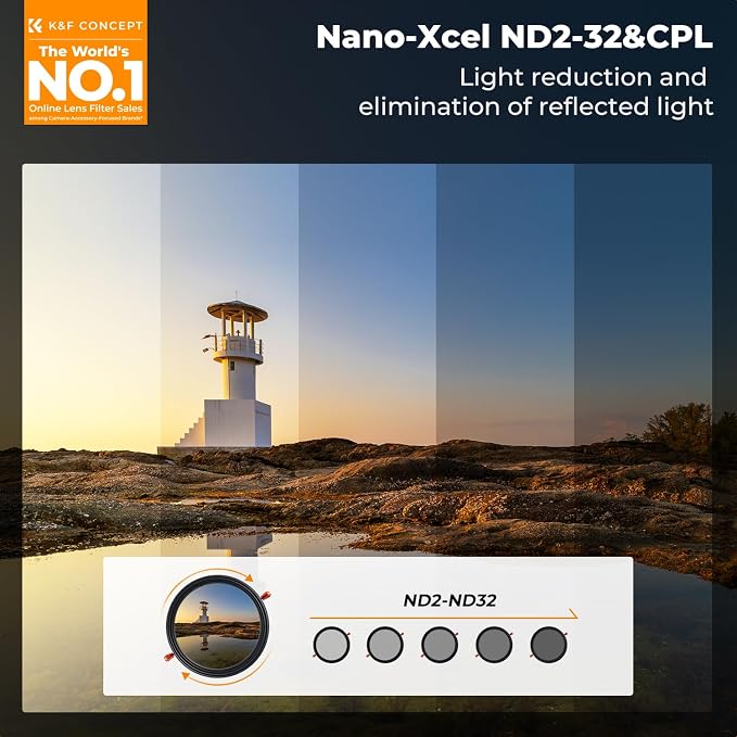 K&F CONCEPT 52mm Variable Fader ND2-ND32 ND Filter and CPL Circular Polarizing - Image 2