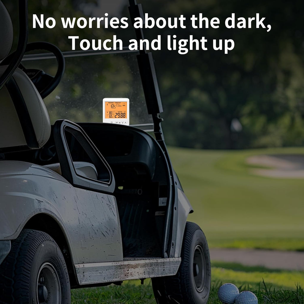 Digital Barometer Ambient Weather Forecast Clock Thermometer and Hygrometer for Golf Cart, Boat, Home, Office Easy to See Time, Temperature, Humidity, & Pressure