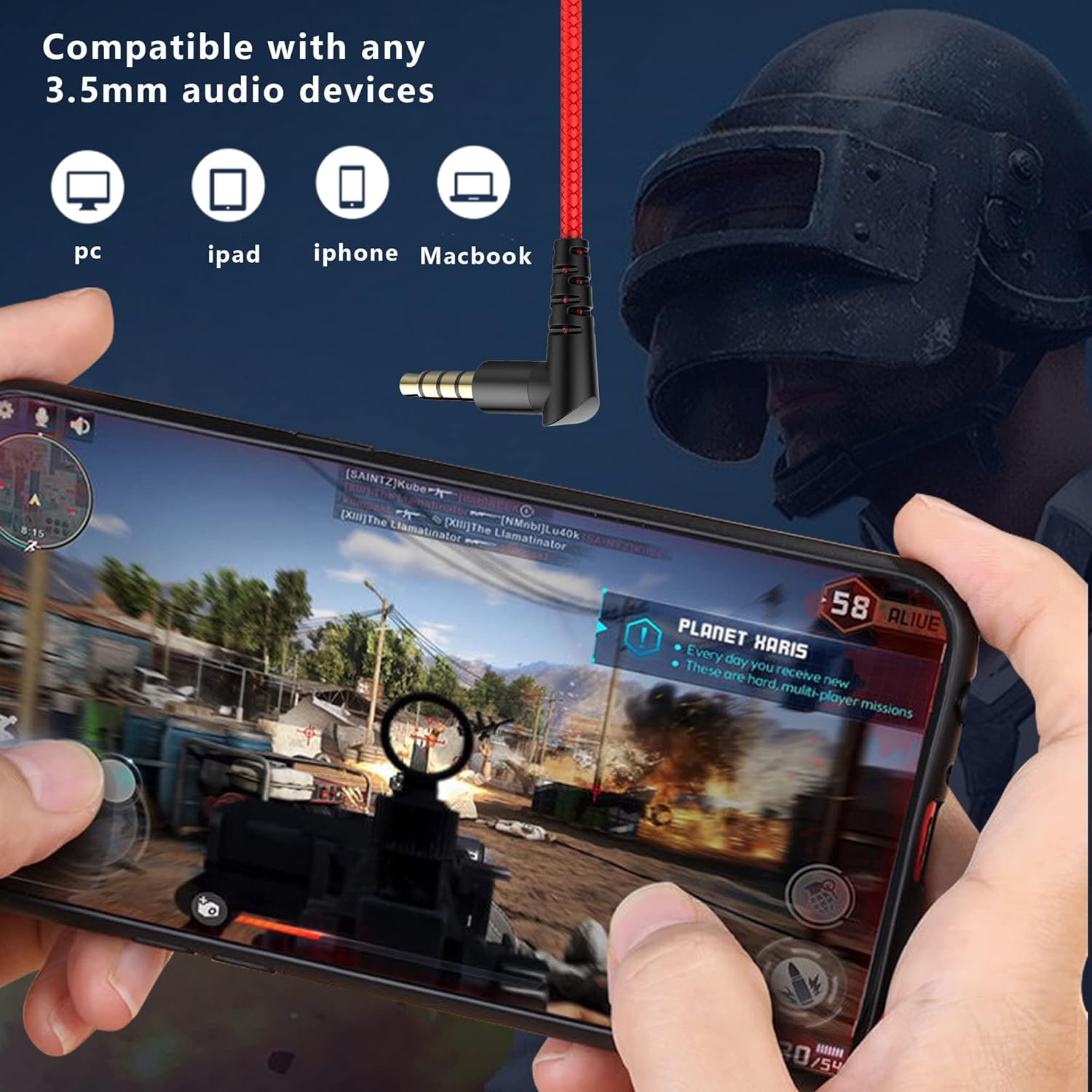SoundMaster Pro V1 - Gaming Earphones with Dual Audio Drivers,Battle Buds,in-Line Mic with Mute and Volume Control, Compatible with Xbox Series,Xbox One,PS5,PS4,Switch,Pc with 3.5mm Aux