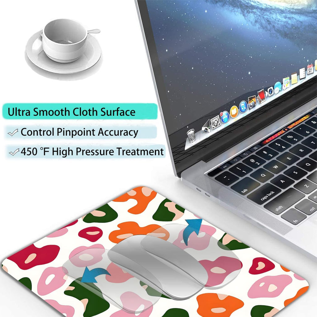 Colorful Abstract Leopard Custom Mouse Pad with Non-Slip Rubber, Small Square Design for Wireless Laptop & Computer Mouse Pads for Desk, 9.5 x 7.9 inch Smooth Surface for Gaming & Office