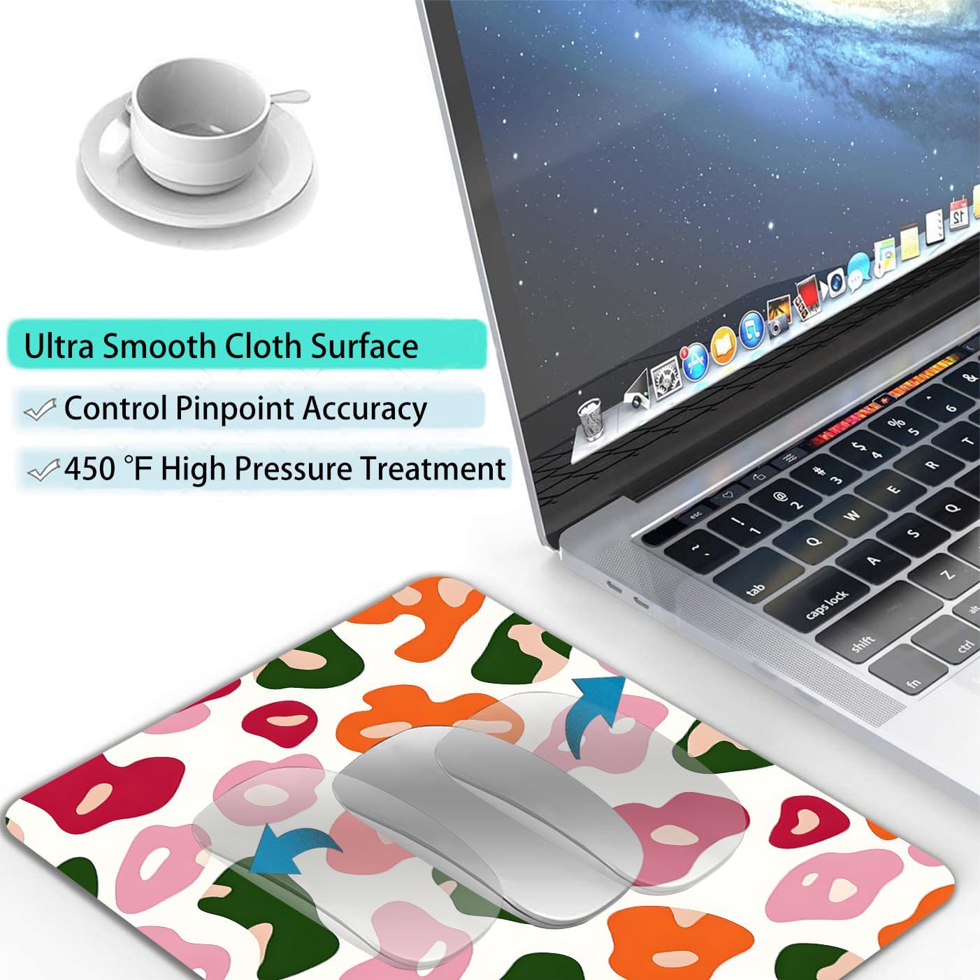 Colorful Abstract Leopard Custom Mouse Pad with Non-Slip Rubber, Small Square Design for Wireless Laptop & Computer Mouse Pads for Desk, 9.5 x 7.9 inch Smooth Surface for Gaming & Office
