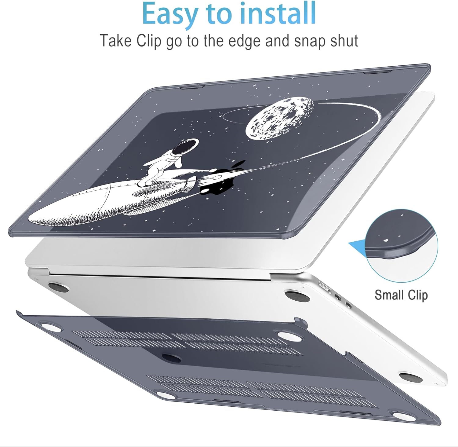 Mektron for 2025 M4 MacBook Air 13.6 Inch A3240 Case Fits 2023 A2681 M2 2024 A3113 M3 Chip with Liquid Retina Display Touch ID, Printed Plastic Hard Shell Cover for MacBook Air 13.6", Astronaut