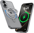 MAGIC JOHN 360° Rotatable Magnetic Invisible Stand for iPhone 16 Case [Camera Control Button] [Compatible with MagSafe] 16FT Shockof for iPhone 16 Case with Kickstand, Gray