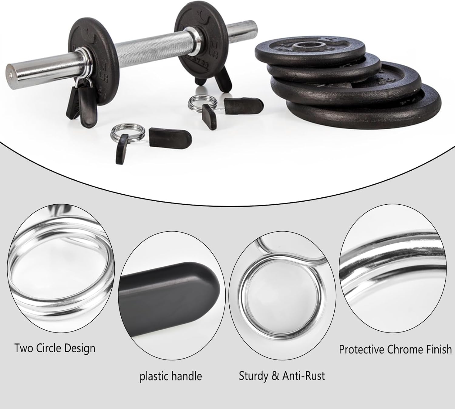 AccEncyc Spring Clip Collars 1 Inch Olympic Barbell Clamps Dumbbell Clips Weight Bar Clips for Weightlifting, Powerlifting, Strength Training