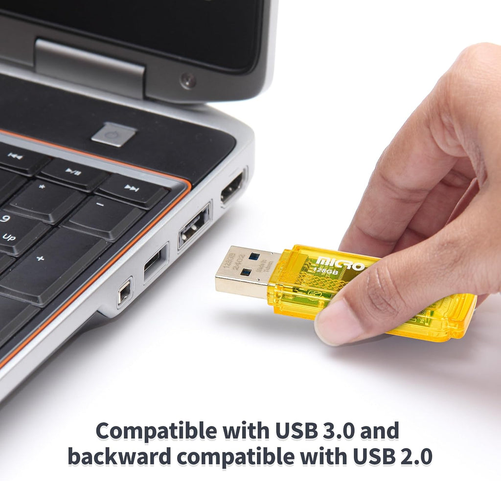 INLAND Micro Center SuperSpeed 128GB 5-Pack Ultra Flash Drive USB 3.0/USB 3.1 Gen1 Memory Stick with Keychain Thumb Drive Photo Stick Jump Drive
