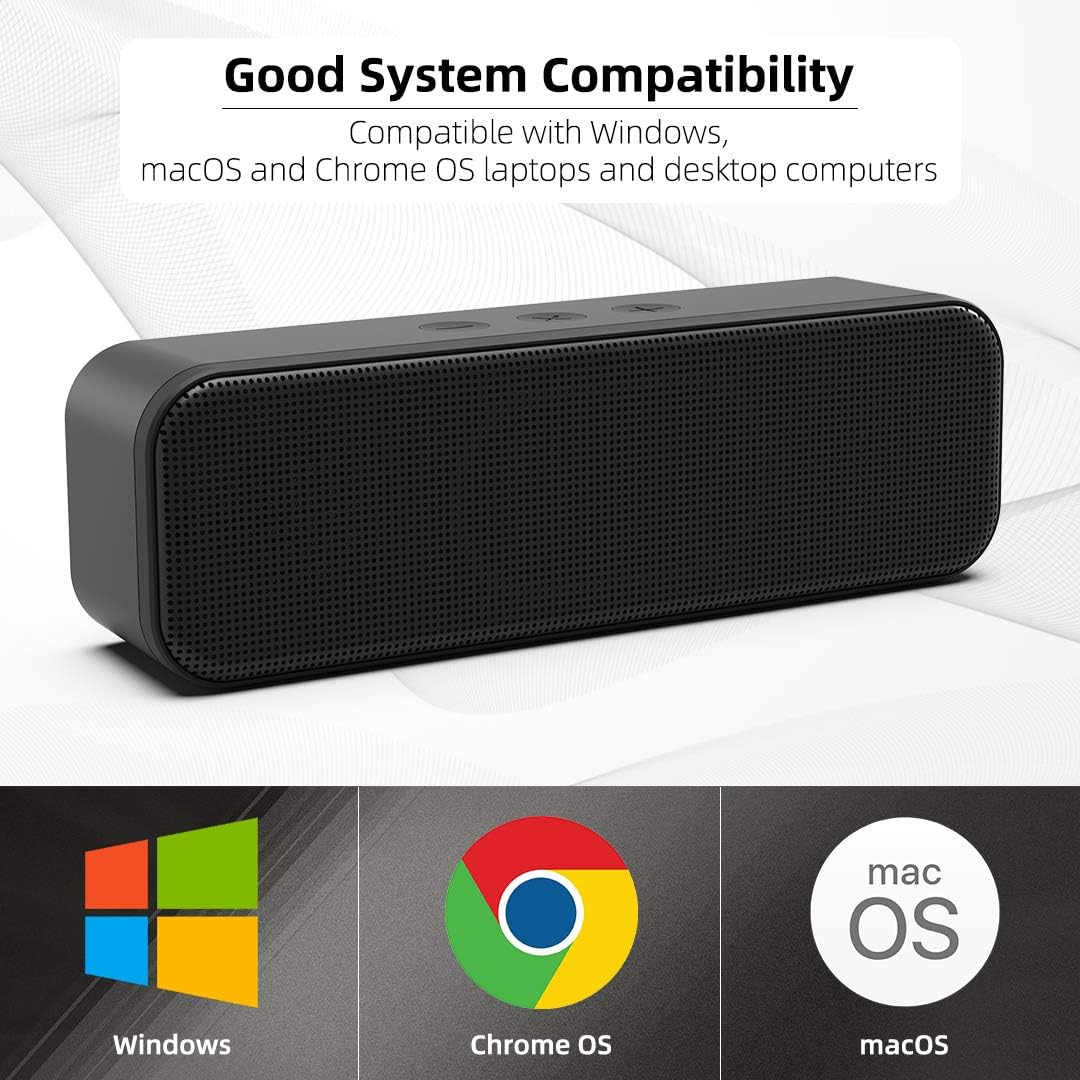 LIELONGREN [Newer] USB Computer Speaker for Desktop, Laptop Speaker, PC Speaker, Small Computer Soundbar with Hi-Quality Sound, Loud Control Volume, Rich Bass
