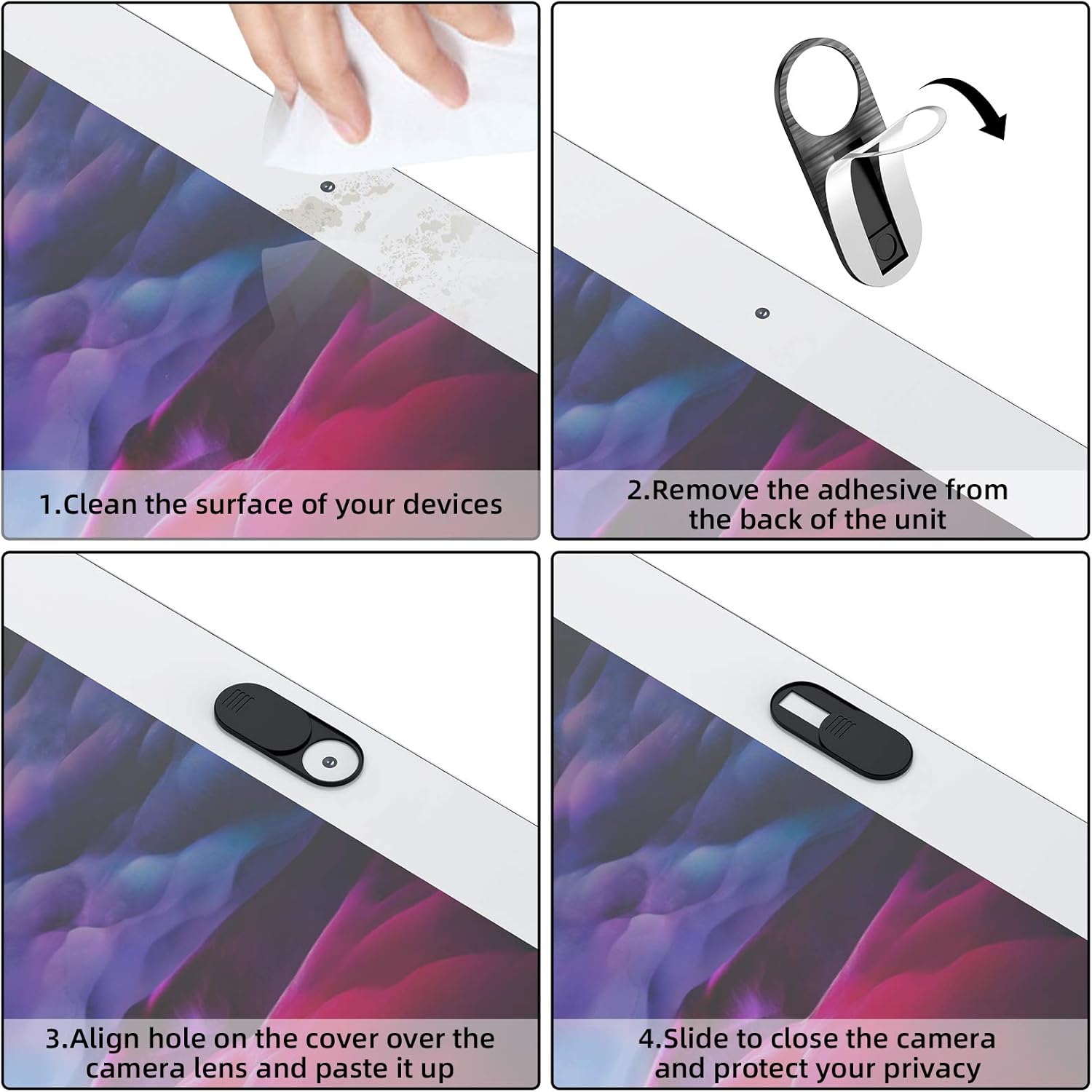 Webcam Cover,Ultra-Thin Camera Cover Slide for Laptop,MacBook,Computer,iMac,iPad, Cell Phone and Tesla Model 3/Y Interior Cabin Camera.0.03inThick Web Blocker Protect Your Privacy and Security