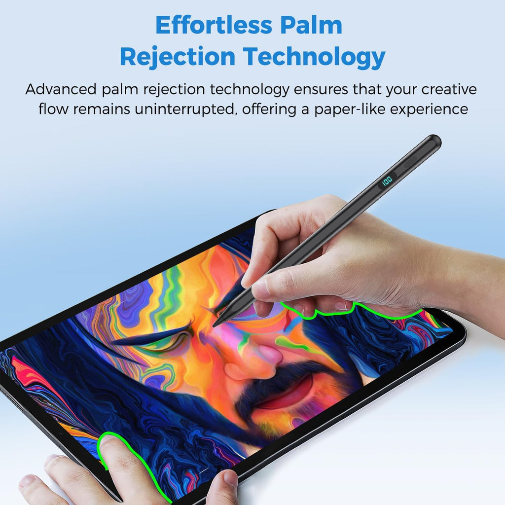 iPad Pencil with Magnetic&5 Extra Tips,USB-C Faster Charge,Stylus Pen Compatible with iPad 6-11th/A16,Air M3/M2/3-5th,Pro M4/11/12.9/13inch,Mini 5th-7th/A17Pro (Black)