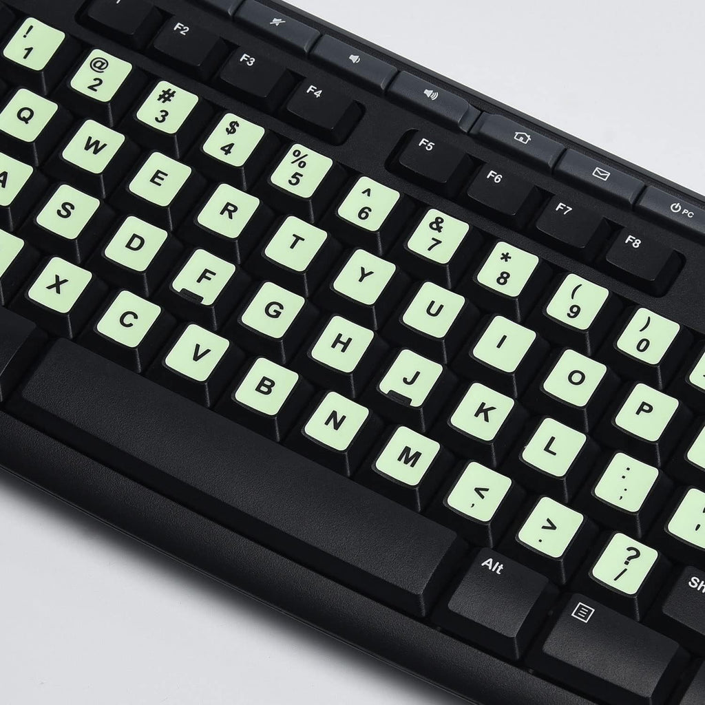 2PCS Pack Universal English Keyboard Stickers Glow in The Dark, Keyboard Letters Stickers for Computer Laptop Notebook Desktop (English-Glow)