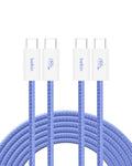 Belkin USB C to USB C Cable 2-Pack, 9.9ft, 60W - Type C Charger, iPhone Charger Cord, Soft, Braided, Flexible for iPhone 16, Galaxy S25, Pixel 9, Airpods, iPad Pro & More, Travel Essentials - Blue