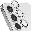 YWXTW Camera Lens Protector for Samsung Galaxy S24 / S23 / S23 Plus, [NOT for S24 Plus] 9H Tempered Glass Metal Individual Ring Camera Screen Protector for S24 Accessories (Silver Glitter)