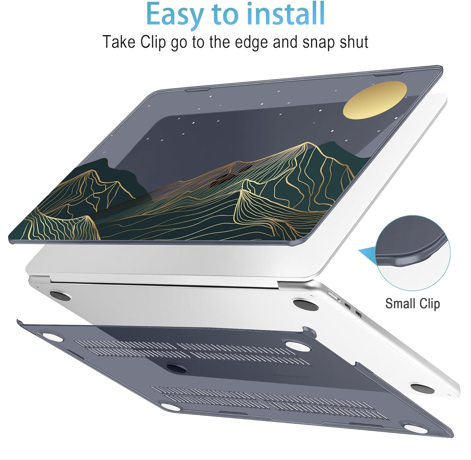 Mektron for 2025 M4 MacBook Air 13.6 Inch A3240 Case Fits 2023 A2681 M2 2024 A3113 M3 Chip with Liquid Retina Display, Printed Plastic Hard Shell Cover for MacBook Air 13.6", Abstract Mountain C112