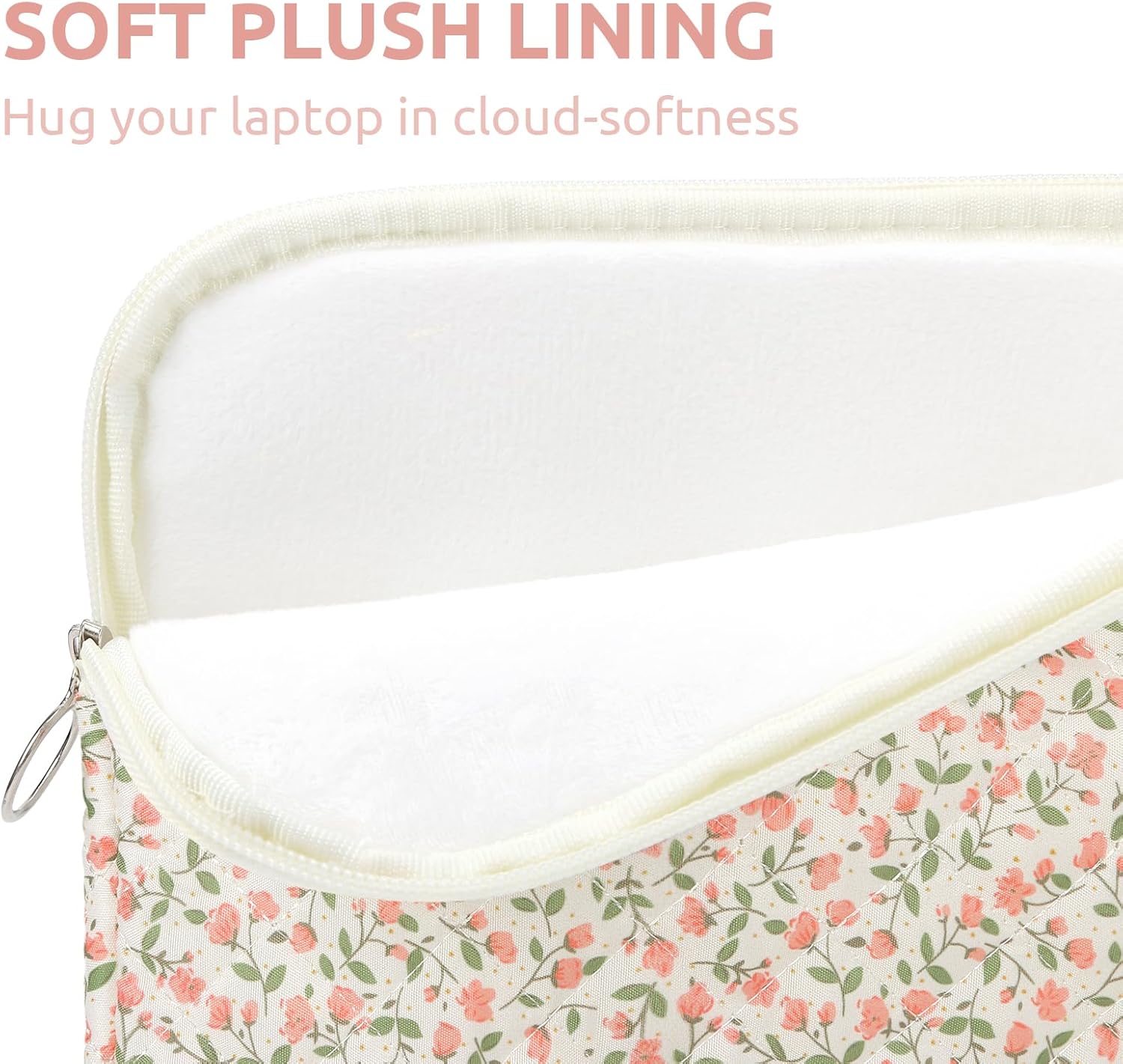 Puffy Laptop Sleeve 13-15.6 Inch Cute Quilted Laptop Protective Case Padded Floral Computer Sleeve for MacBook (B-Pink, 11 Inch)